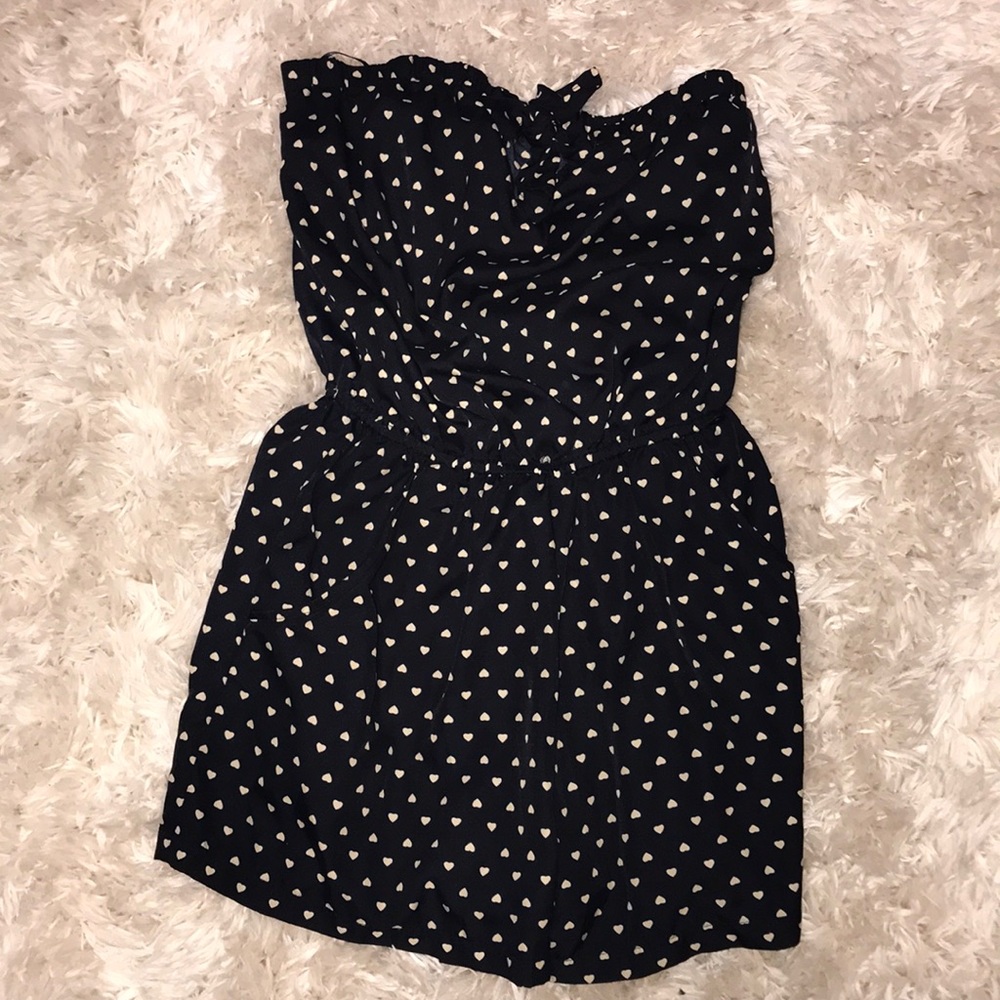 Navy Heart Print Romper